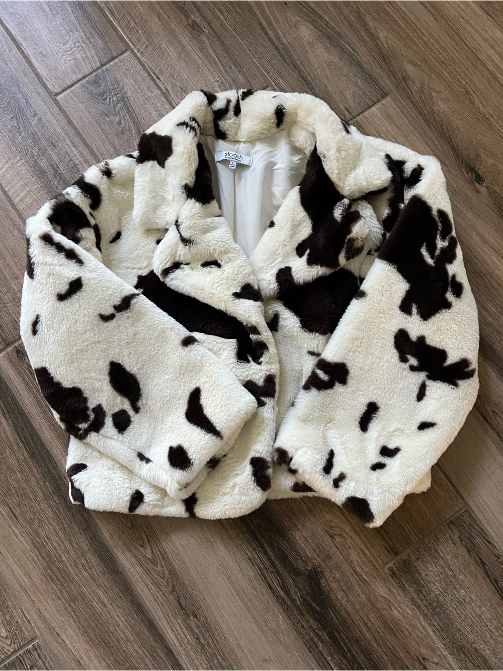 Stooch Cow Print Jacket - White & Brown